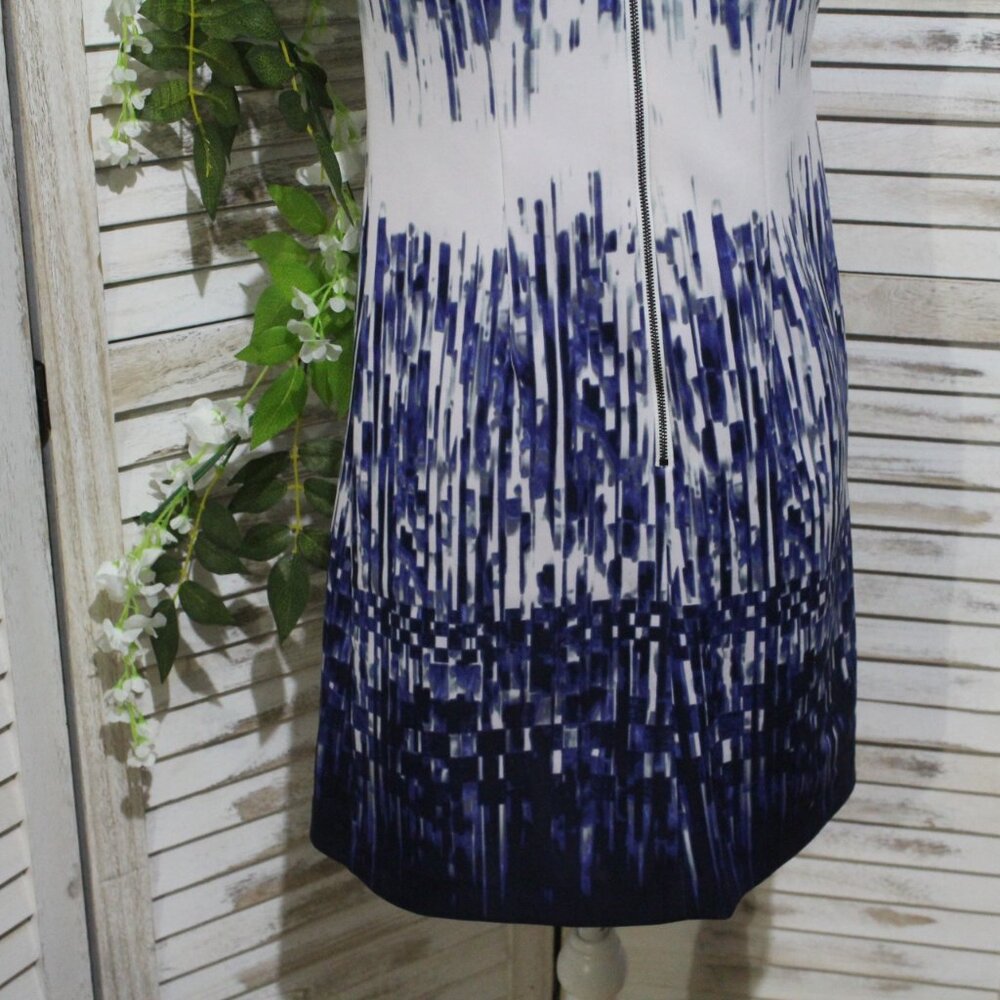 Vince Camuto Blue White Knee Length Sheath Dress (36) - Picture 9 of 16
